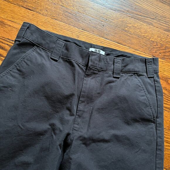 Uniqlo U Wide Straight Leg Trousers Pants Men's 32 Black Cotton Chinos Casual - Picture 2 of 9